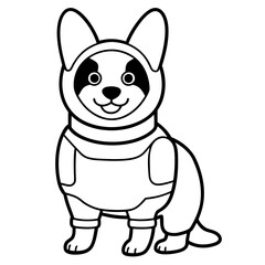 Corgi dog breed vector black line