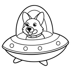 Corgi dog breed vector black line