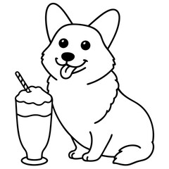 Corgi dog breed vector black line