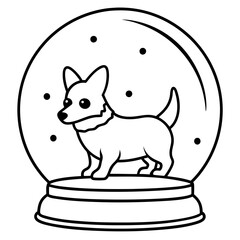 Corgi dog breed vector black line