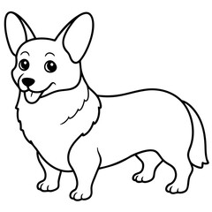 Corgi dog breed vector black line