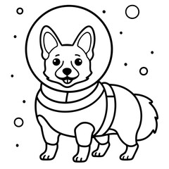 Corgi dog breed vector black line