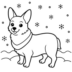 Corgi dog breed vector black line