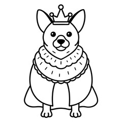 Corgi dog breed vector black line