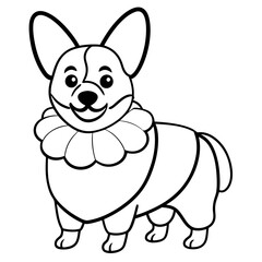 Corgi dog breed vector black line