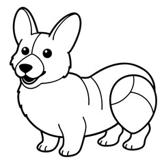 Corgi dog breed vector black line