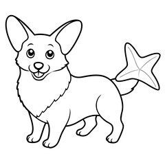Corgi dog breed vector black line
