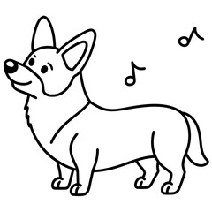 Corgi dog breed vector black line