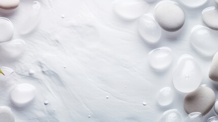 Transparent and clean white water and stones 