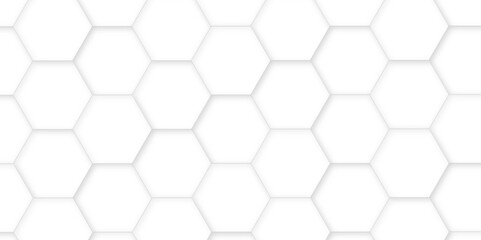 White hexagon tiles abstract background vector digital art 3d shadown geometric shapes