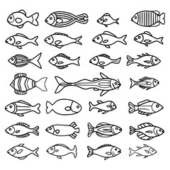 fish, sea, vector, fishing, silhouette, animal, illustration, icon, cartoon, nature, water, pattern, food, salmon, ocean, design, marine, art, set, seafood, seamless, shark, car, Seashells svg, Seashe