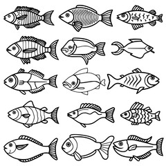 fish, sea, vector, fishing, silhouette, animal, illustration, icon, cartoon, nature, water, pattern, food, salmon, ocean, design, marine, art, set, seafood, seamless, shark, car, Seashells svg, Seashe