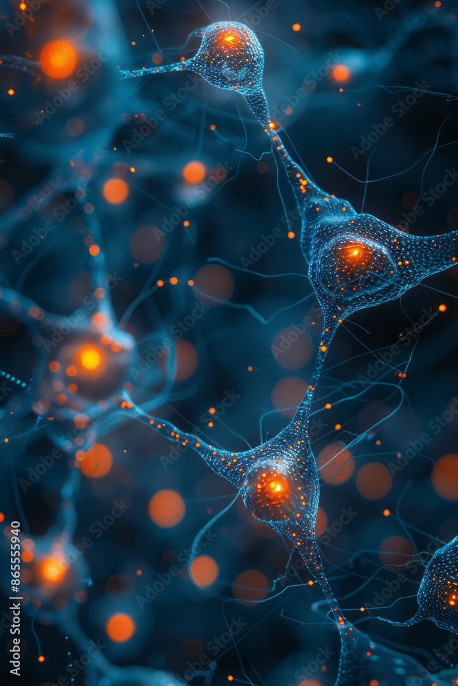 Aufkleber Close-up of an AI model analyzing complex data patterns, depicted with intricate neural network diagrams,