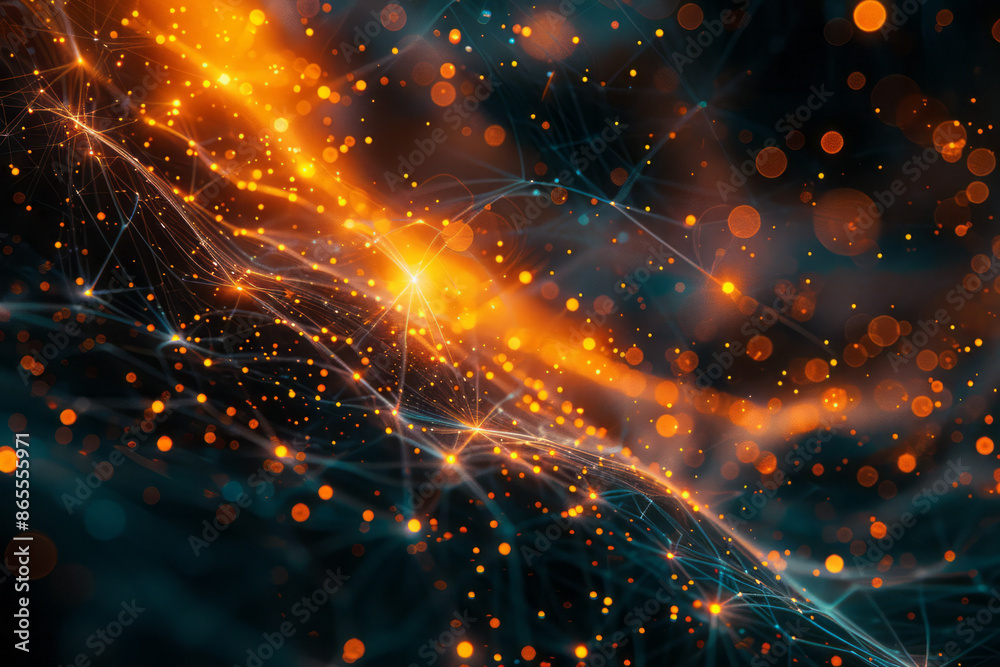 Aufkleber Abstract image of AI algorithms identifying trends in data, with flowing lines and dynamic graphs,
