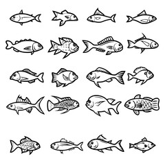 fish, sea, vector, fishing, silhouette, animal, illustration, icon, cartoon, nature, water, pattern, food, salmon, ocean, design, marine, art, set, seafood, seamless, shark, car, Seashells svg, Seashe