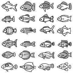 fish, sea, vector, fishing, silhouette, animal, illustration, icon, cartoon, nature, water, pattern, food, salmon, ocean, design, marine, art, set, seafood, seamless, shark, car, Seashells svg, Seashe