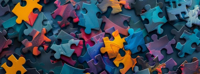 A colorful puzzle pieces, puzzles background banner