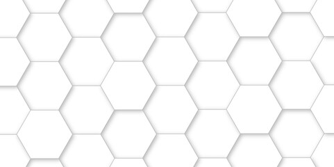White hexagon tiles abstract background vector digital art 3d shadown geometric shapes