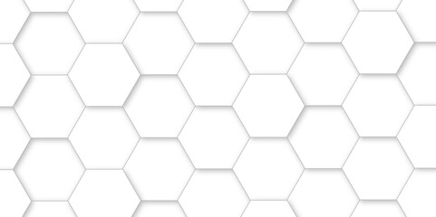 White hexagon tiles abstract background vector digital art 3d shadown geometric shapes