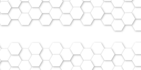Fototapeta premium White hexagon tiles abstract background vector digital art 3d shadown geometric shapes