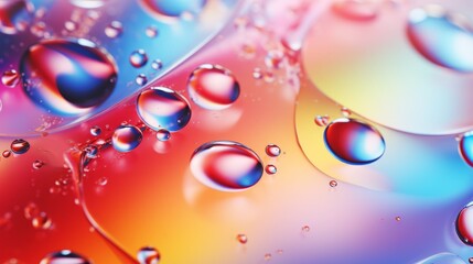 Vivid 3d illustration of colorful soap bubbles, abstract rainbow bubble texture macro view