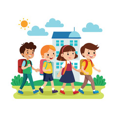 School children going to school vector