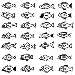 fish, sea, vector, fishing, silhouette, animal, illustration, icon, cartoon, nature, water, pattern, food, salmon, ocean, design, marine, art, set, seafood, seamless, shark, car, Seashells svg, Seashe