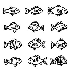 fish, sea, vector, fishing, silhouette, animal, illustration, icon, cartoon, nature, water, pattern, food, salmon, ocean, design, marine, art, set, seafood, seamless, shark, car, Seashells svg, Seashe