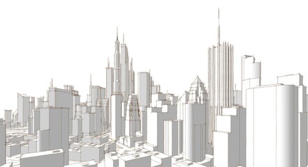 Obraz premium big modern city 3d illustration 