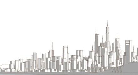 big modern city 3d illustration	