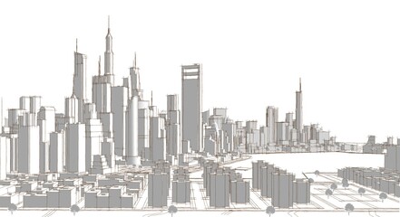 big modern city 3d illustration	