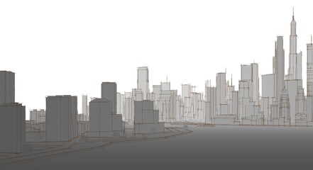 Obraz premium big modern city 3d illustration 