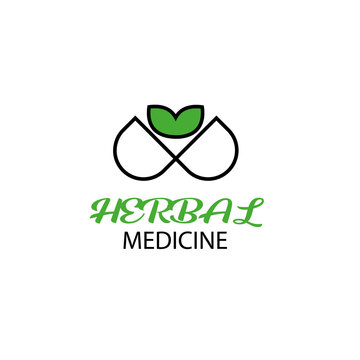 herbal capsule pill leaf medicine drug supplements logo  icon 