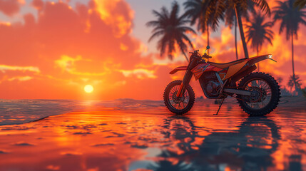 Fototapeta premium dirtbike on beach, background image