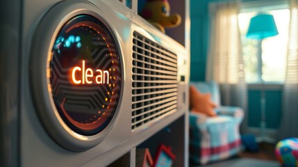 Clean Air Indicator on Air Conditioner in Child's Playroom for Enhanced Safety and Air Quality