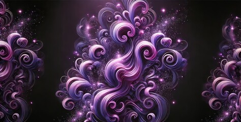 Elegant Purple Smoke with Sparkles on Dark Background