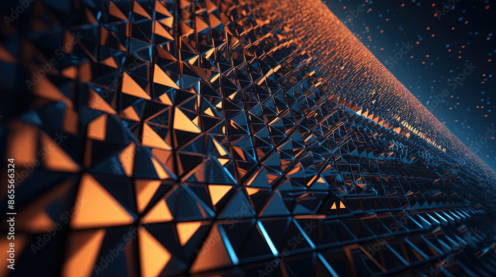 Aufkleber Abstract background with structure of neon triangles and technology style.