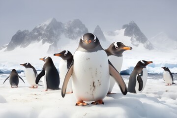 Obraz premium Gentoo Penguins on Island in Antarctica