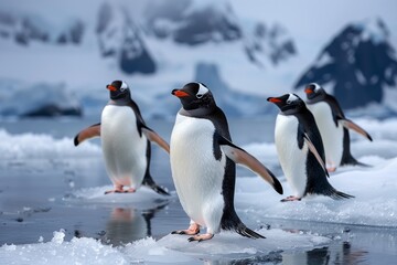 Obraz premium Gentoo Penguins on Island in Antarctica