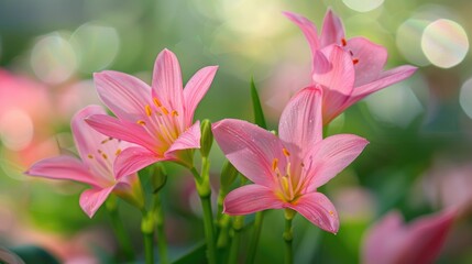 Zephyranthes minuta also known as Pink Rain Lily Bloom