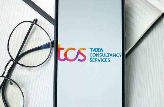 New York, USA - 21 June 2024: Tata Consultancy Services Logo on Phone Screen, tcs Company Icon