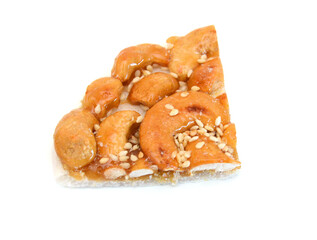 Honey bars with peanuts, sesame and sunflower seeds isolated