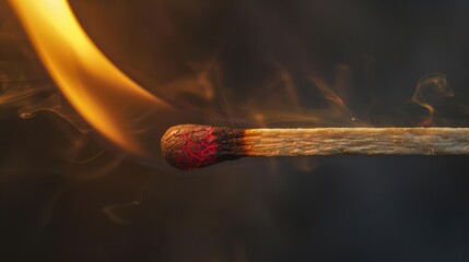 Matchstick burning out with a glowing ember at the tip, showing the stages of combustion