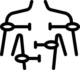 Line icon of a patient recovering after a surgical operation with an ilizarov apparatus