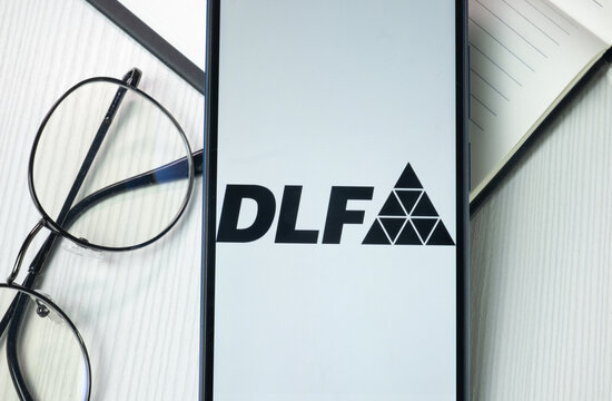 New York, USA - 21 June 2024: DLF Logo on Phone Screen, Company Icon
