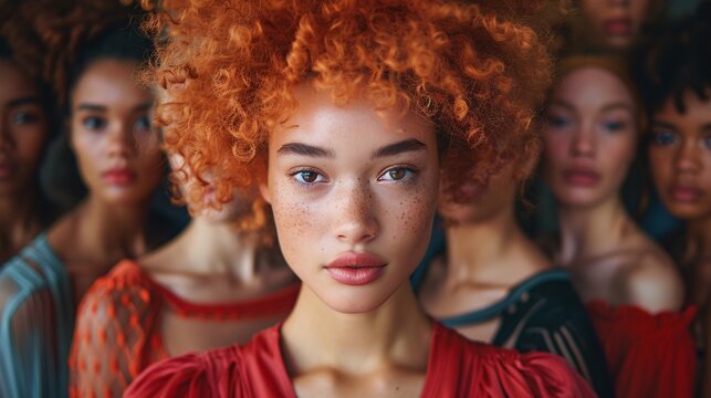 portrait of multiethnic fashion models