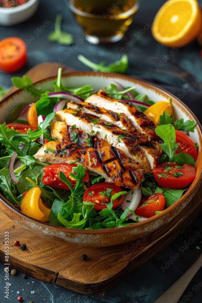 Canvas Prints vegetable salad with grilled chicken - Canvas Prints