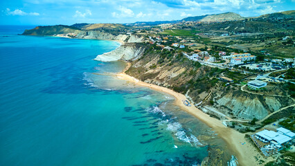 Scala dei Turchi. Punta Grande. Enchanted Coastline of Sicily. Drone view