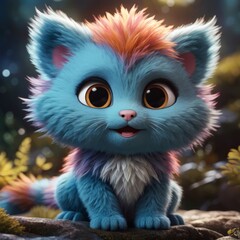 Obraz premium a cat with yellow eyes and a pink nose sits on a pond