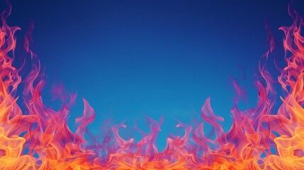 Retro flames forming a frame in a pop art style, graphic design with bold primary colors and stylized fire effects, Classic Pop Art, Red, yellow, blue, Highdefinition, Detailed fire shapes, vivid hues